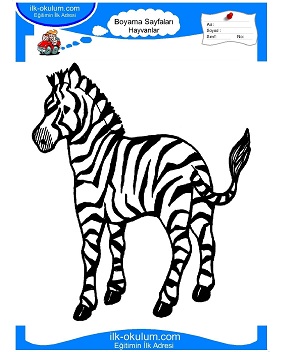 Çocuklar İçin Zebra Boyama Sayfaları 